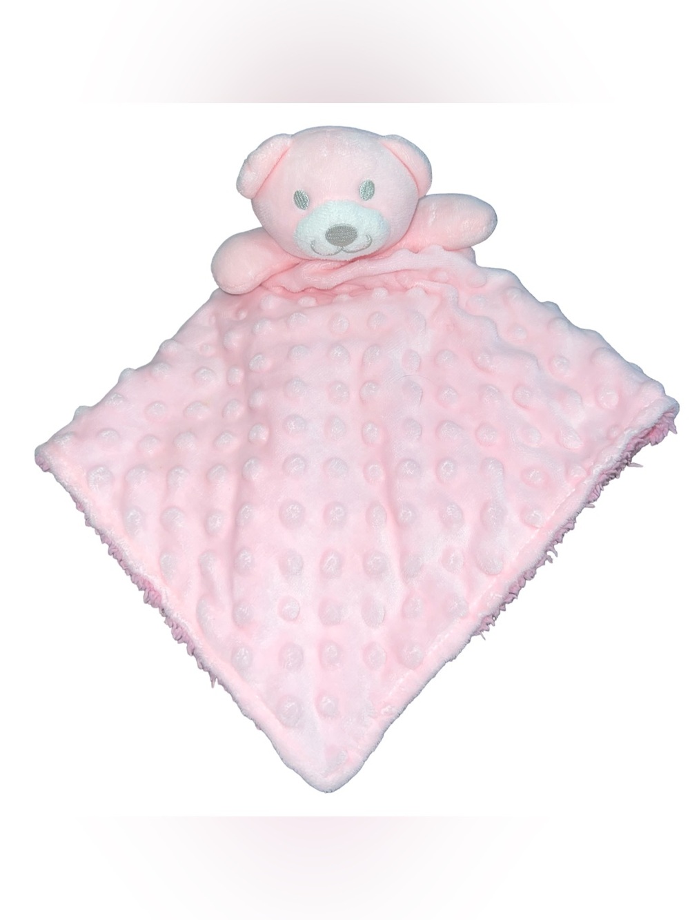 Crevent Teddy Bear Lovey Pink Minky Dots Sherpa Security Blanket 13”